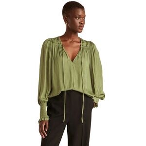 Rebecca Taylor Sateen Tie Top Sky Blue